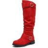 imageAllegra K Womens Flat Knee High Shoes No Heel Soft Cushioned BootsRed