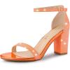 imageAllegra K Womens Glitter Ankle Strap Chunky Heels Orange Sandals  6 M US