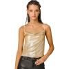 imageAllegra K Womens Halloween Metallic Glitter Spaghetti Strap Camisole Cowl Neck Sparkly Club TopGold
