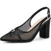 imageAllegra K Womens Mesh Heels Pumps Pointed Toe Chunky Heel Comfortable Dress ShoesBlack