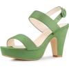 imageAllegra K Womens Platform Heel Slingback Chunky Olive Green Heel Sandals 9 m US