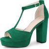 imageAllegra K Womens TStrap Platform Chunky High Heel SandalsEmerald Green