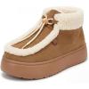 imageAllegra K Womens Warm Ankle Boot Laceup Flat Snow BootsBrown