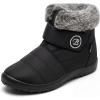 imageAllegra K Womens Warm Ankle Boots Hook Loop Flat Snow BootsBlack
