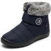 imageAllegra K Womens Warm Ankle Boots Hook Loop Flat Snow BootsNavy Blue