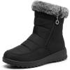 imageAllegra K Womens Warm Ankle Boots Side Zipper Flat Snow BootsBlack