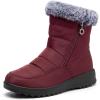 imageAllegra K Womens Warm Ankle Boots Side Zipper Flat Snow BootsBurgundy