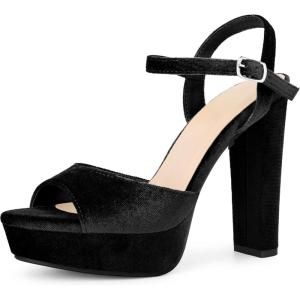 imageAllegra K Womens Chunky High Heels Slingback Strap Platform Heel SandalsBlack