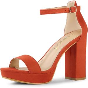 imageAllegra K Womens Platform Ankle Strap Chunky High Heel Orange Sandals  6 M US