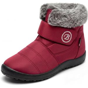 imageAllegra K Womens Warm Ankle Boots Hook Loop Flat Snow BootsRed
