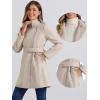 imageAllegra K High Neck Winter Coat for Womens Zip Up Belted MidLong OvercoatBeige