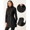 imageAllegra K High Neck Winter Coat for Womens Zip Up Belted MidLong OvercoatBlack