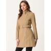 imageAllegra K High Neck Winter Coat for Womens Zip Up Belted MidLong OvercoatKhaki