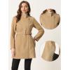 imageAllegra K High Neck Winter Coat for Womens Zip Up Belted MidLong OvercoatKhaki