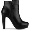 imageAllegra K Womens Chunky High Heels Platform Bow Decor Ankle BootsBlack