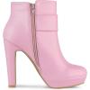 imageAllegra K Womens Chunky High Heels Platform Bow Decor Ankle BootsPink