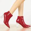 imageAllegra K Womens Clear Heel Pointed Toe Chunky Heels Ankle BootsRed