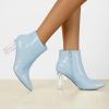 imageAllegra K Womens Clear Heel Pointed Toe Chunky Heels Ankle BootsSky Blue