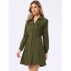 imageAllegra K Womens Denim Dress Button Down Collar V Neck Long Sleeve Aline Cotton Jean DressArmy Green