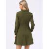 imageAllegra K Womens Denim Dress Button Down Collar V Neck Long Sleeve Aline Cotton Jean DressArmy Green