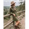 imageAllegra K Womens Denim Dress Button Down Collar V Neck Long Sleeve Aline Cotton Jean DressArmy Green