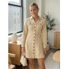 imageAllegra K Womens Denim Dress Button Down Collar V Neck Long Sleeve Aline Cotton Jean DressBeige