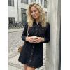 imageAllegra K Womens Denim Dress Button Down Collar V Neck Long Sleeve Aline Cotton Jean DressBlack
