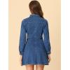 imageAllegra K Womens Denim Dress Button Down Collar V Neck Long Sleeve Aline Cotton Jean DressBlue