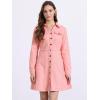 imageAllegra K Womens Denim Dress Button Down Collar V Neck Long Sleeve Aline Cotton Jean DressDark Pink