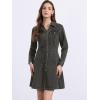 imageAllegra K Womens Denim Dress Button Down Collar V Neck Long Sleeve Aline Cotton Jean DressGrey