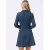 imageAllegra K Womens Denim Dress Button Down Collar V Neck Long Sleeve Aline Cotton Jean DressGrey Blue