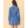 imageAllegra K Womens Denim Dress Button Down Collar V Neck Long Sleeve Aline Cotton Jean DressLight Blue