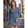 imageAllegra K Womens Denim Dress Button Down Collar V Neck Long Sleeve Aline Cotton Jean DressRetro Blue