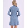 imageAllegra K Womens Denim Dress Button Down Collar V Neck Long Sleeve Aline Cotton Jean DressSky Blue