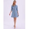 imageAllegra K Womens Denim Dress Button Down Collar V Neck Long Sleeve Aline Cotton Jean DressSky Blue