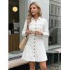 imageAllegra K Womens Denim Dress Button Down Collar V Neck Long Sleeve Aline Cotton Jean DressWhite