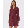 imageAllegra K Womens Denim Dress Button Down Collar V Neck Long Sleeve Aline Cotton Jean DressWine Red