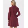 imageAllegra K Womens Denim Dress Button Down Collar V Neck Long Sleeve Aline Cotton Jean DressWine Red