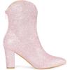 imageAllegra K Womens Glitter V Shape Pointy Toe Back Zipper Block Heels Mid Calf BootsPink