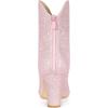 imageAllegra K Womens Glitter V Shape Pointy Toe Back Zipper Block Heels Mid Calf BootsPink