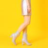imageAllegra K Womens Glitter V Shape Pointy Toe Back Zipper Block Heels Mid Calf BootsSilver
