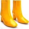 imageAllegra K Womens Gogo Boots Square Toe Side Zip Chunky Heels Ankle BootsYellow