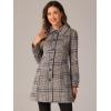 imageAllegra K Womens Peter Pan Collar Overcoat Single Breasted Pockets Winter Long CoatKhaki Plaid