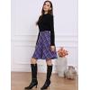 imageAllegra K Womens Plaids Vintage Tartan Elastic Waist Knee Length ALine SkirtDark Purple