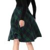 imageAllegra K Womens Plaids Vintage Tartan Elastic Waist Knee Length ALine SkirtGreen