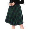 imageAllegra K Womens Plaids Vintage Tartan Elastic Waist Knee Length ALine SkirtGreen