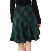 imageAllegra K Womens Plaids Vintage Tartan Elastic Waist Knee Length ALine SkirtGreen