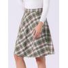 imageAllegra K Womens Plaids Vintage Tartan Elastic Waist Knee Length ALine SkirtGreen Beige