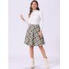 imageAllegra K Womens Plaids Vintage Tartan Elastic Waist Knee Length ALine SkirtGreen Beige