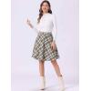 imageAllegra K Womens Plaids Vintage Tartan Elastic Waist Knee Length ALine SkirtGreen Beige